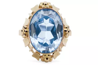 Anneau Aigue-marine Or jaune 14 carats Vintage vrc043y